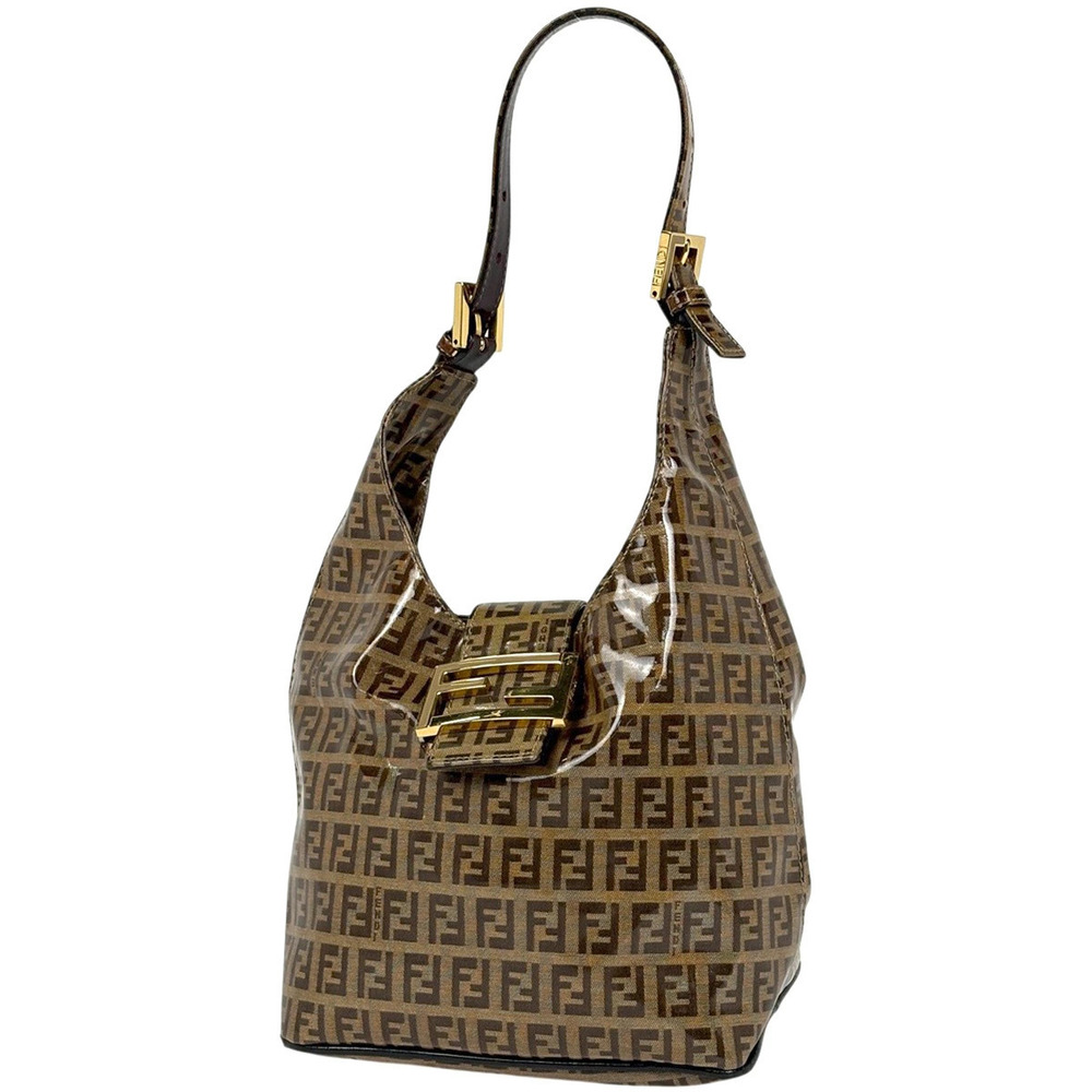 Fendi Zucchino 2way Shoulder Bag Canvas Brown